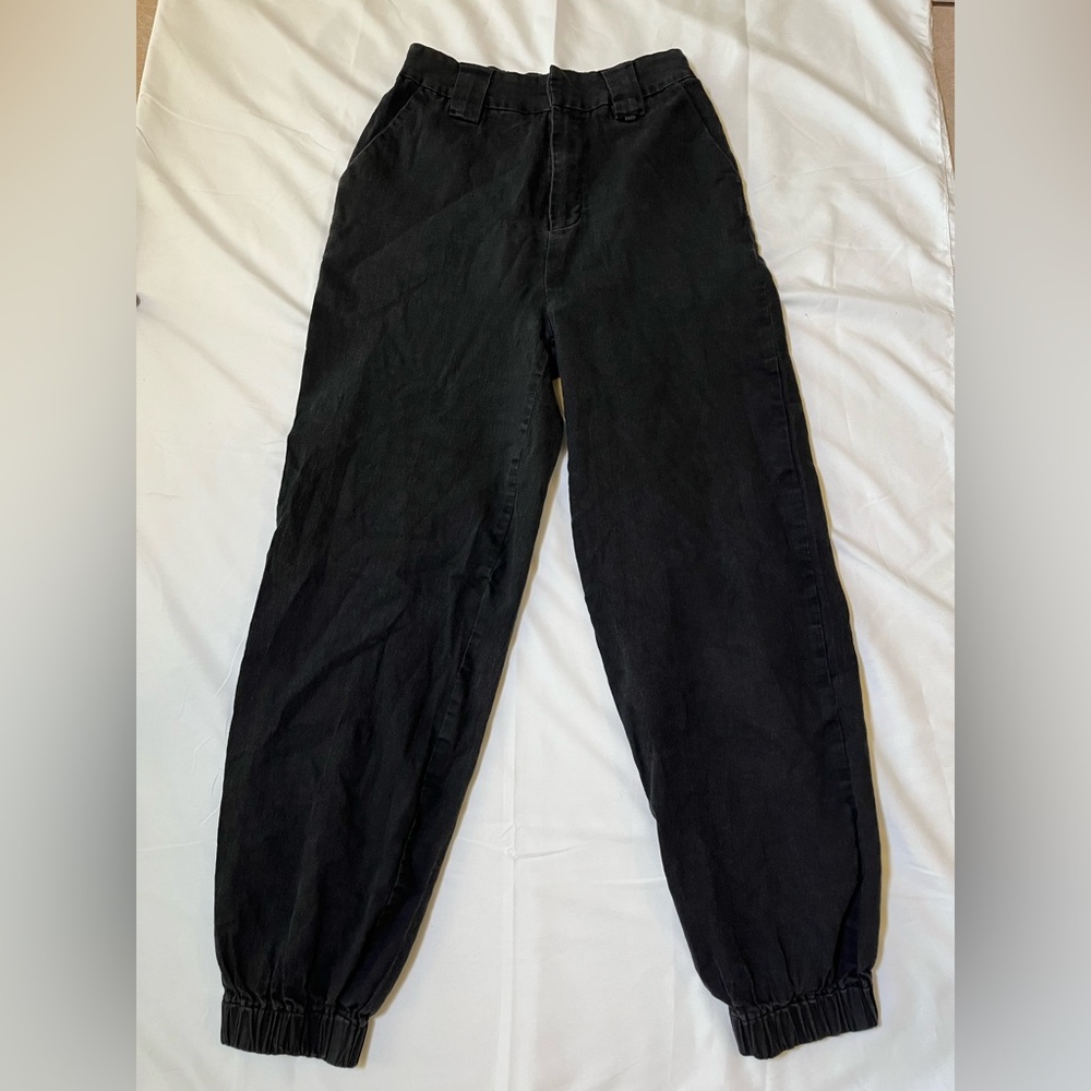 I Am Gia Womens Two Pocket High-Rise Tapered Pants‎ Black Size S